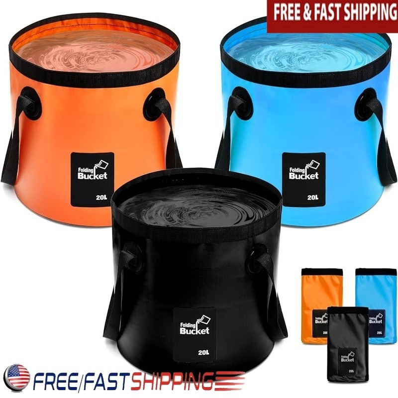 Collapsible Buckets 3 Pack Portable Waterproof Outdoor Camping Folding Tool New