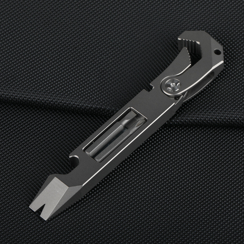 TC4 Titanium Crowbar Pry Bar Wrench Spanner EDC Tool Bottle Opener Clip Gift