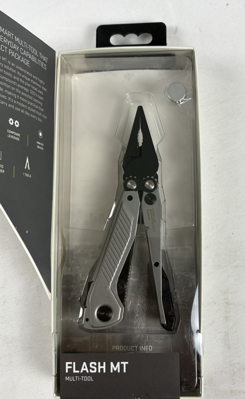SOG Flash MT Multi-Tool With Assisted Opening Blade And Silver Aluminum Handles