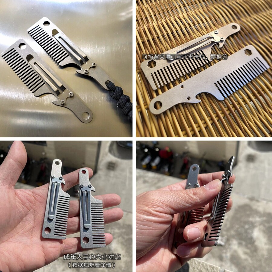 Titanium Alloy Tactical Small Comb Large Waves Healthy Skin Care Hair Beard