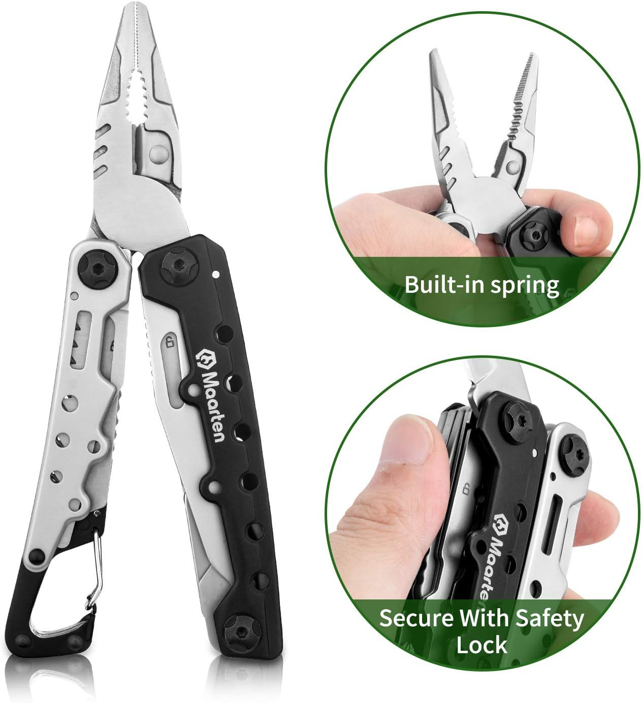 Lightweight Multitool Pliers, 11 in 1 Suspension Multi-Plier with Carabiner, Sta