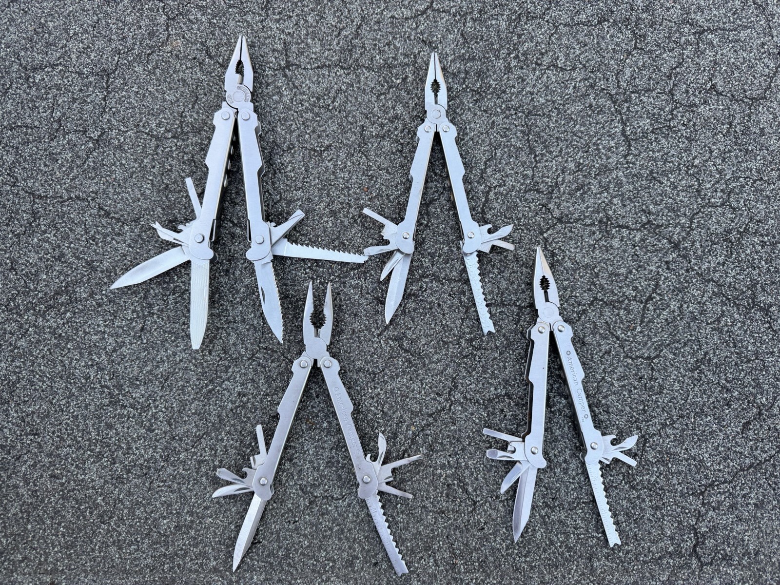Vintage American Camper Multi-Tools, Lot of 4, Pocket Knife Pliers Screwdriver