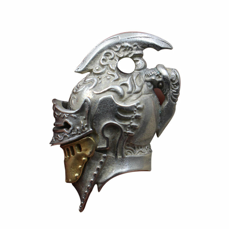 EDC Brass Knight Warrior Helmet Creative DIY Bead Umbrella Rope Pendant Tool