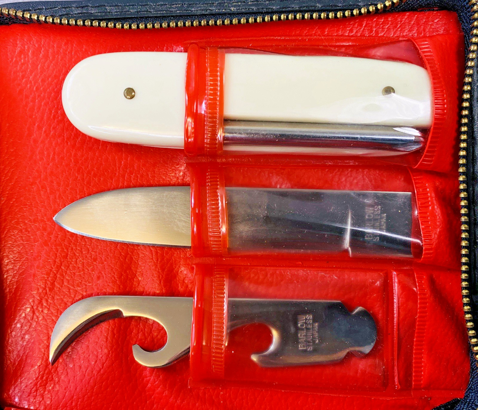 Vintage Barlow Tool Kit w/Zippered Case – Handle & 9 Tools Japan Made.