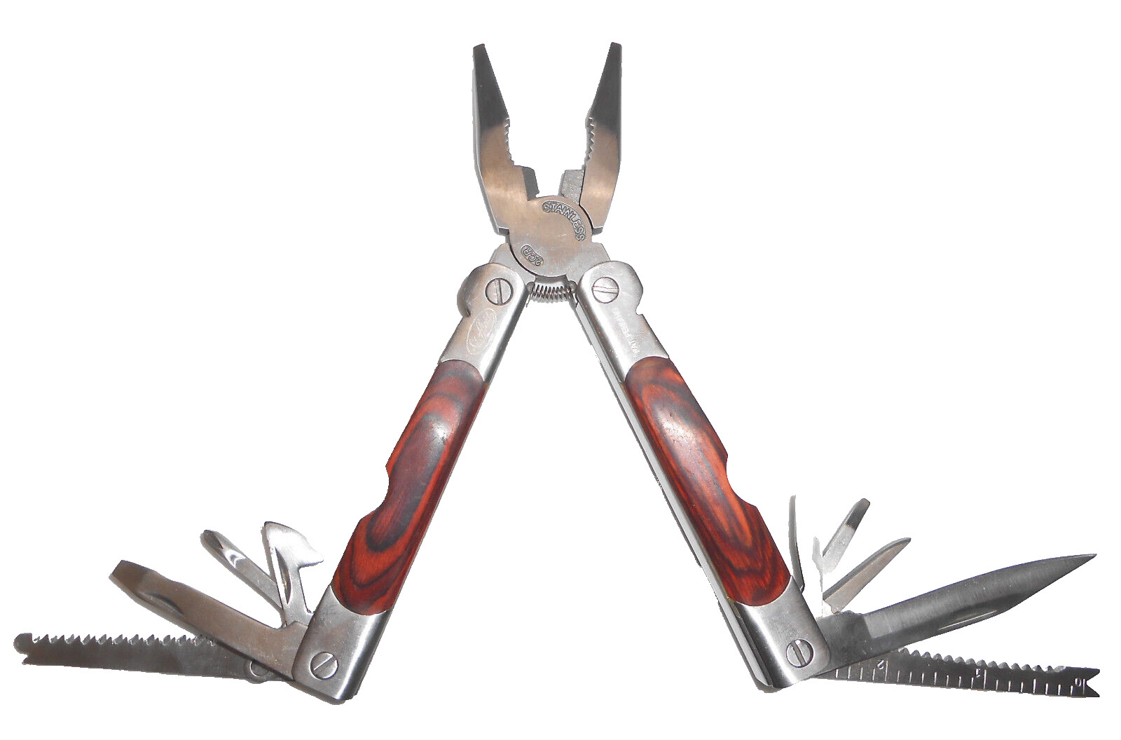 Sheffield 12-In-1 Multi Tool w/ Hardwood Handle Pliers Knife Blades Screwdrivers