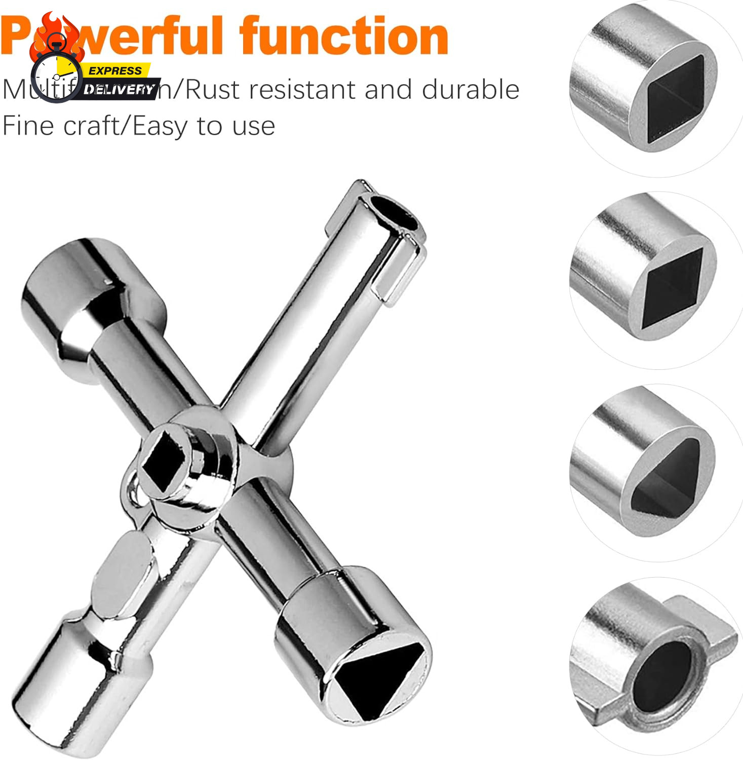 2 Pack Sillcock Key Set, 4 Way Water Key Tool, Multi-Functional Silcock Water Ke