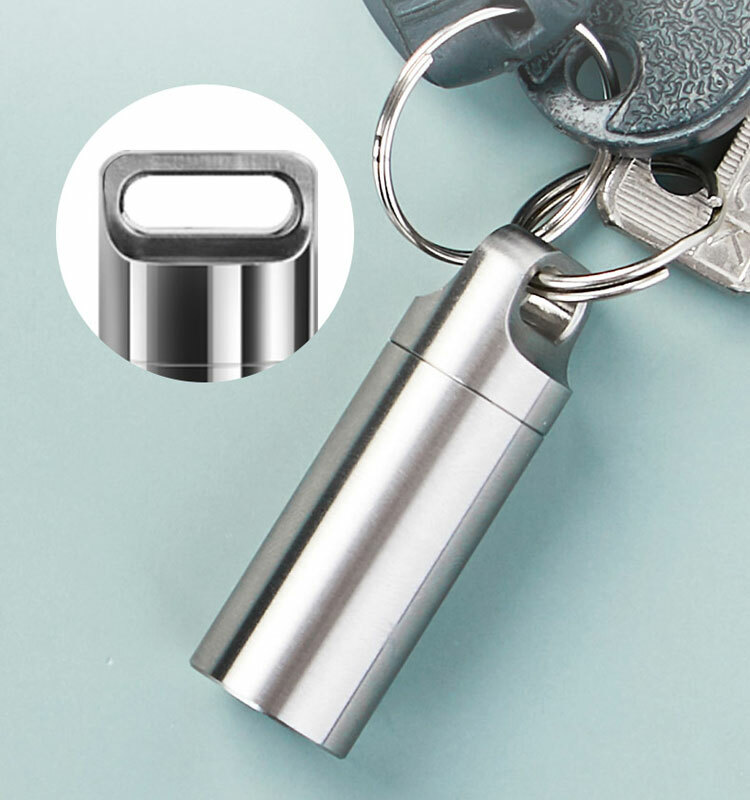 Hight Stainless Steel Waterproof Charm Pendant Pill Storage Container EDC Tool