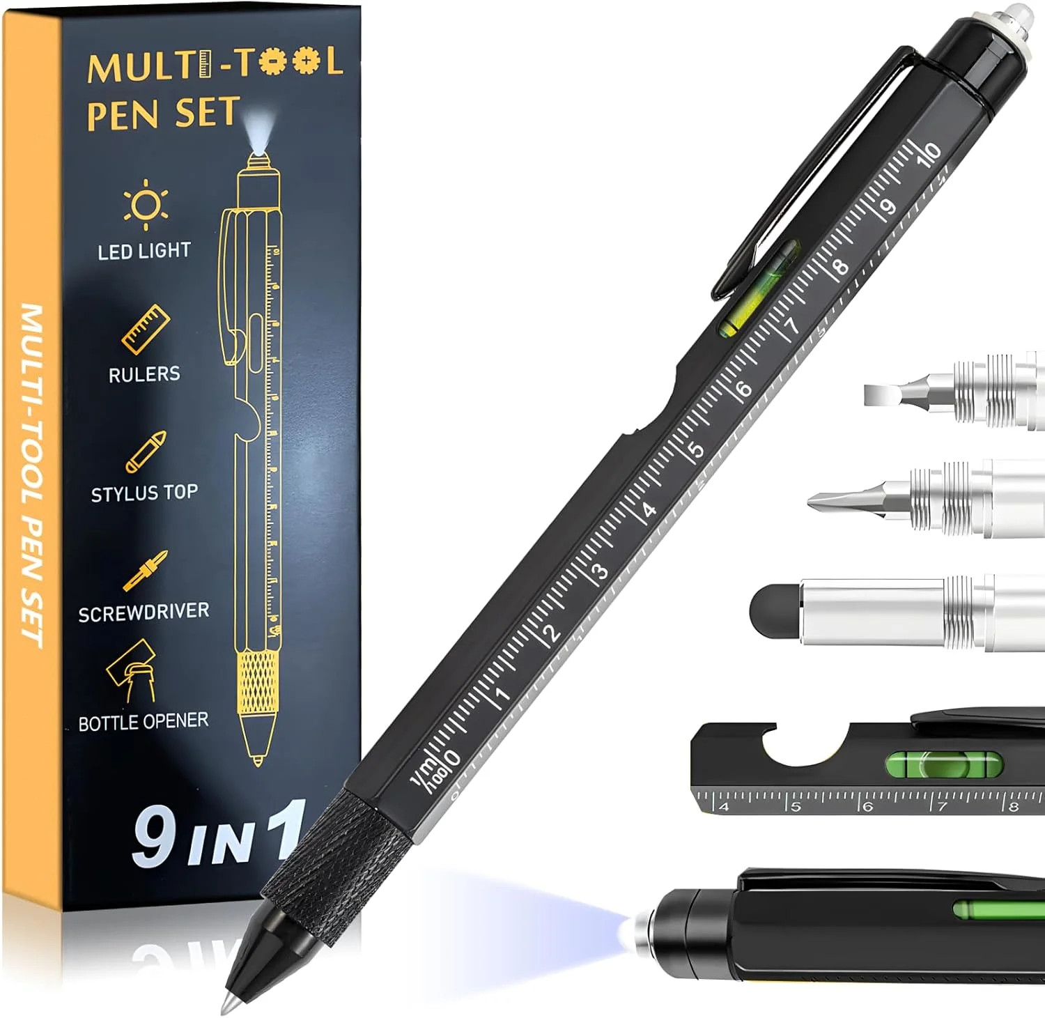 Fathers Day Dad Gifts from Daughter Son Wife,Multitool Pen 9 in 1 Innovative Gif