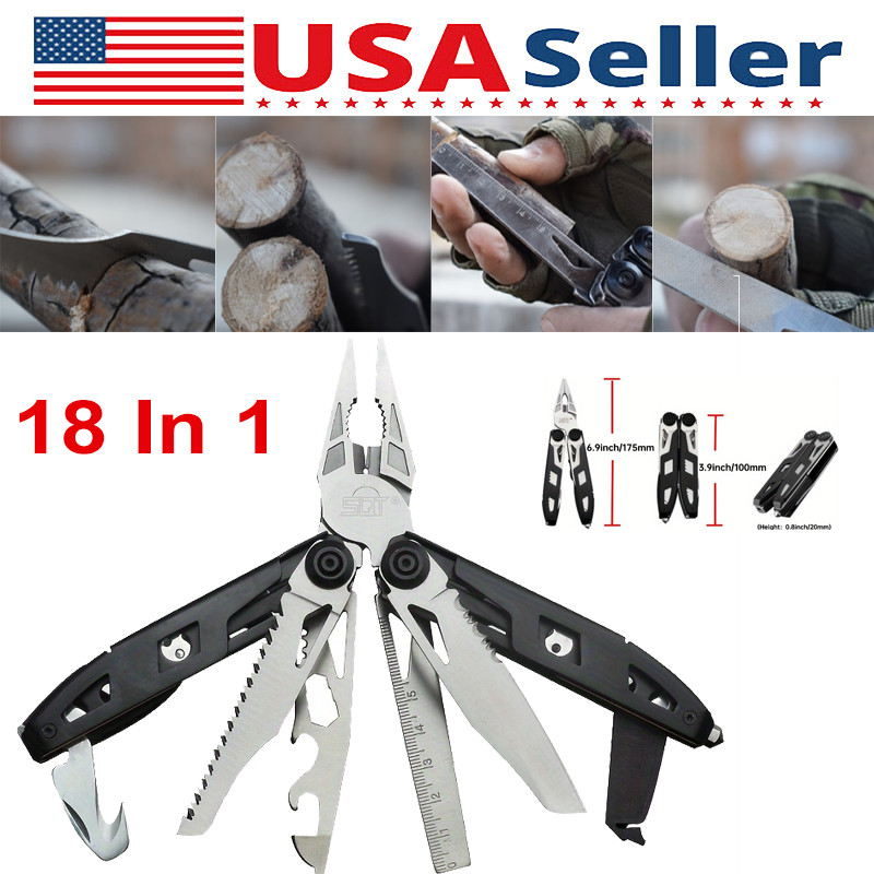 Folding Multitool Pliers 18 in 1 Stainless Steel Pocket Knife Camping Multi Tool