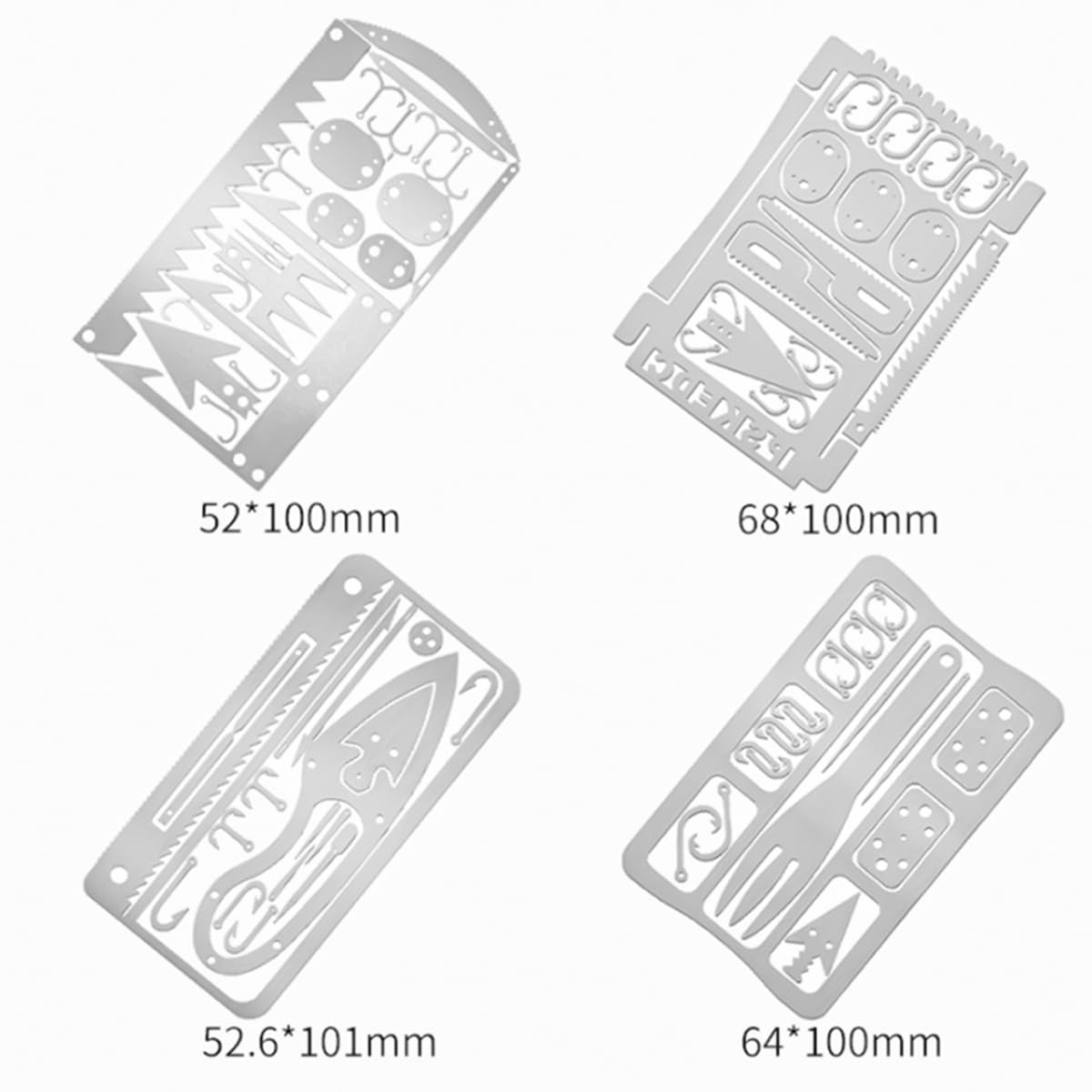 4Pcs Stainless Steel Camping Survival Card Outdoor Multifunction Tool Card …