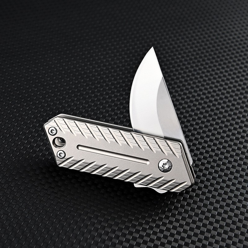 Mini Titanium Folding Knife D2 Blade Outdoor Survival Pocket Keychain EDC Tool