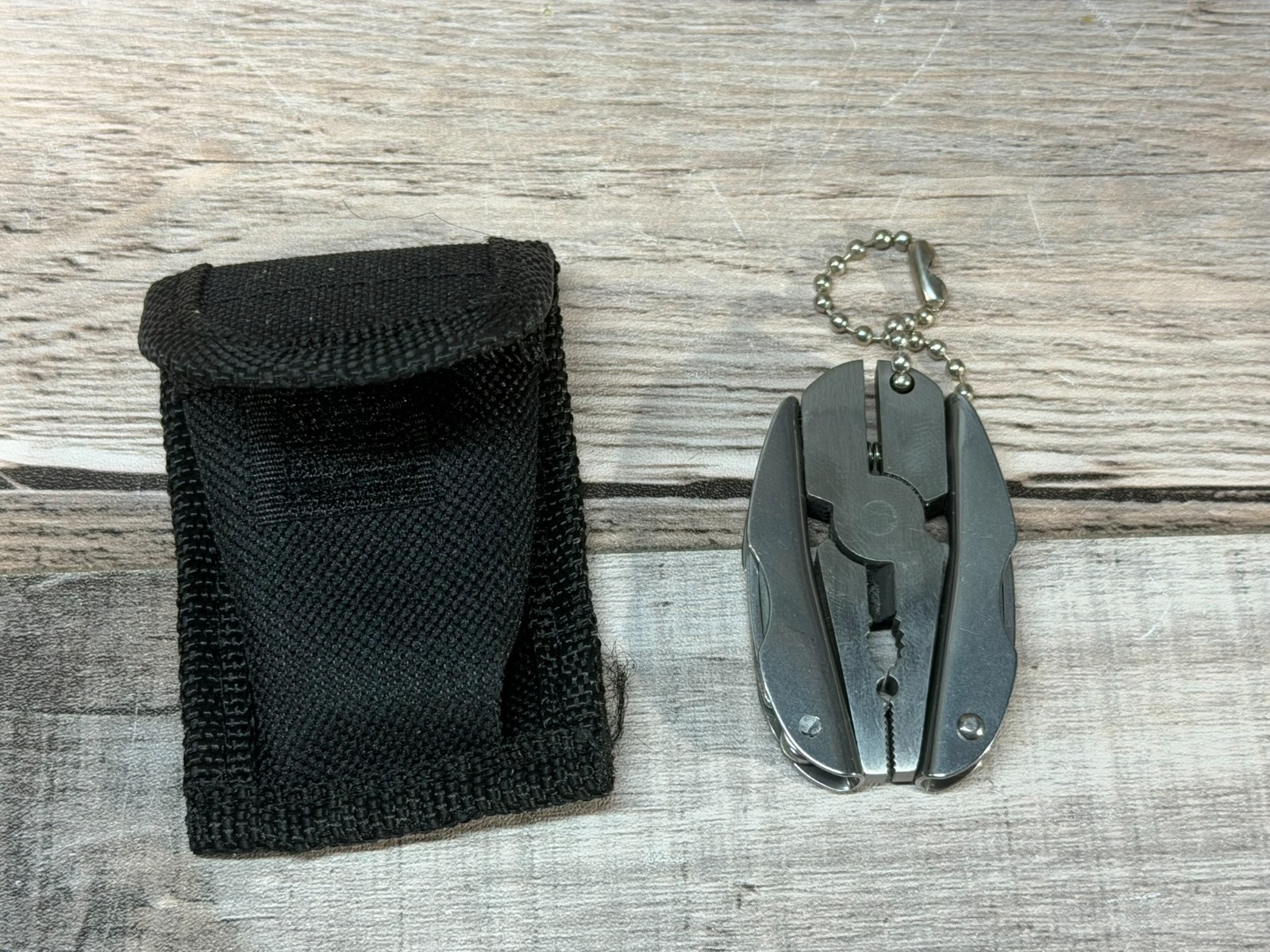 Foldable Pliers Key Chain Tool Tactical Outdoors Silver Metal