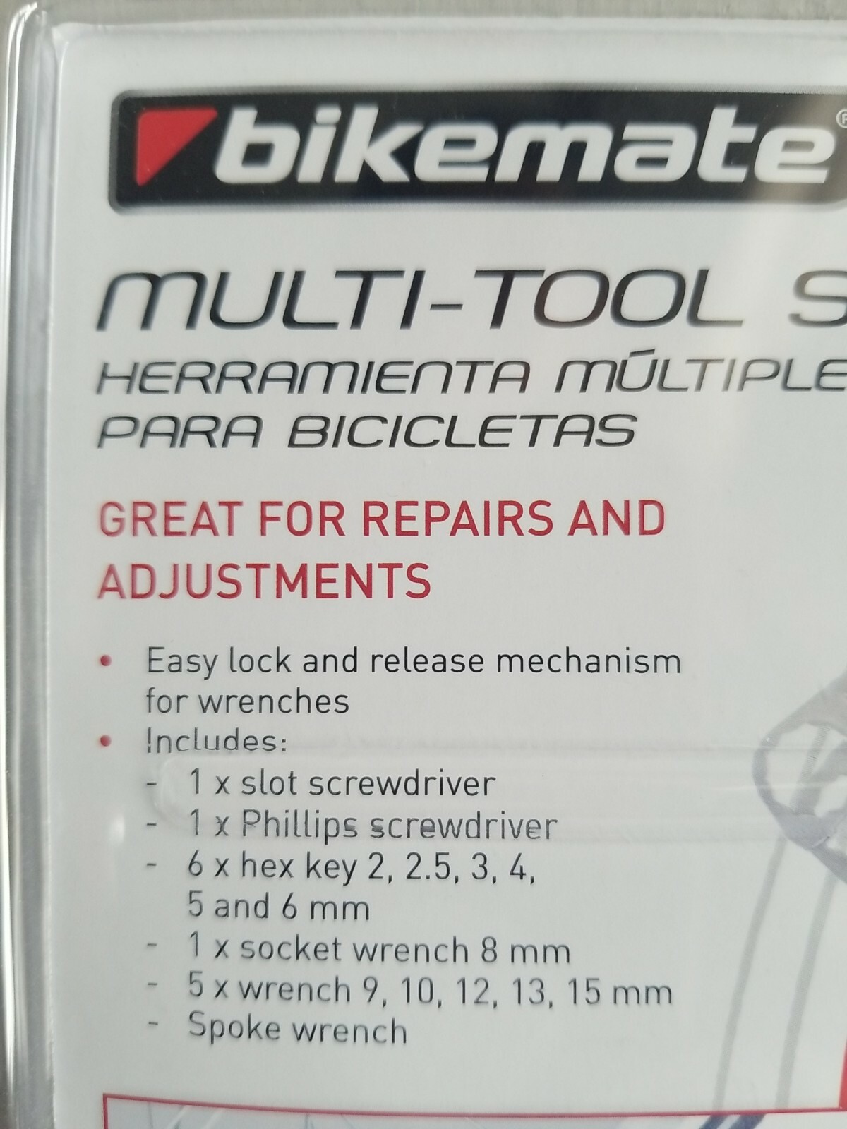 BIKE Repair Multi-Tool set 15 in 1 slot phillips,hex keys,socket wrench Bikemate
