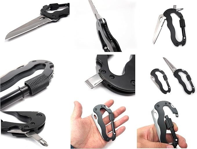 Llavero de escalada multifunción EDC 5 en 1 de acero inoxidable con cuchillo