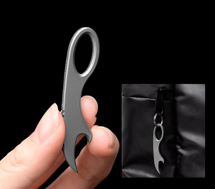Titanium Alloy Multi Tools Crowbar Bottle Opener Portable Outdoor EDC Keychain