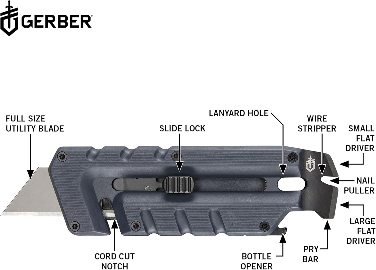 Gear Prybrid Utility Knife with Pocket Clip Box Cutter Retractable Blade Heavy