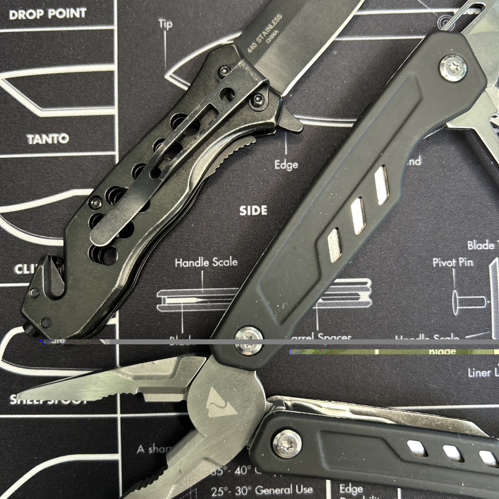 Ozark Trail 12 in 1 Multi Tool & A/O Rescue Pocketknife Camping Hiking Lot of 2
