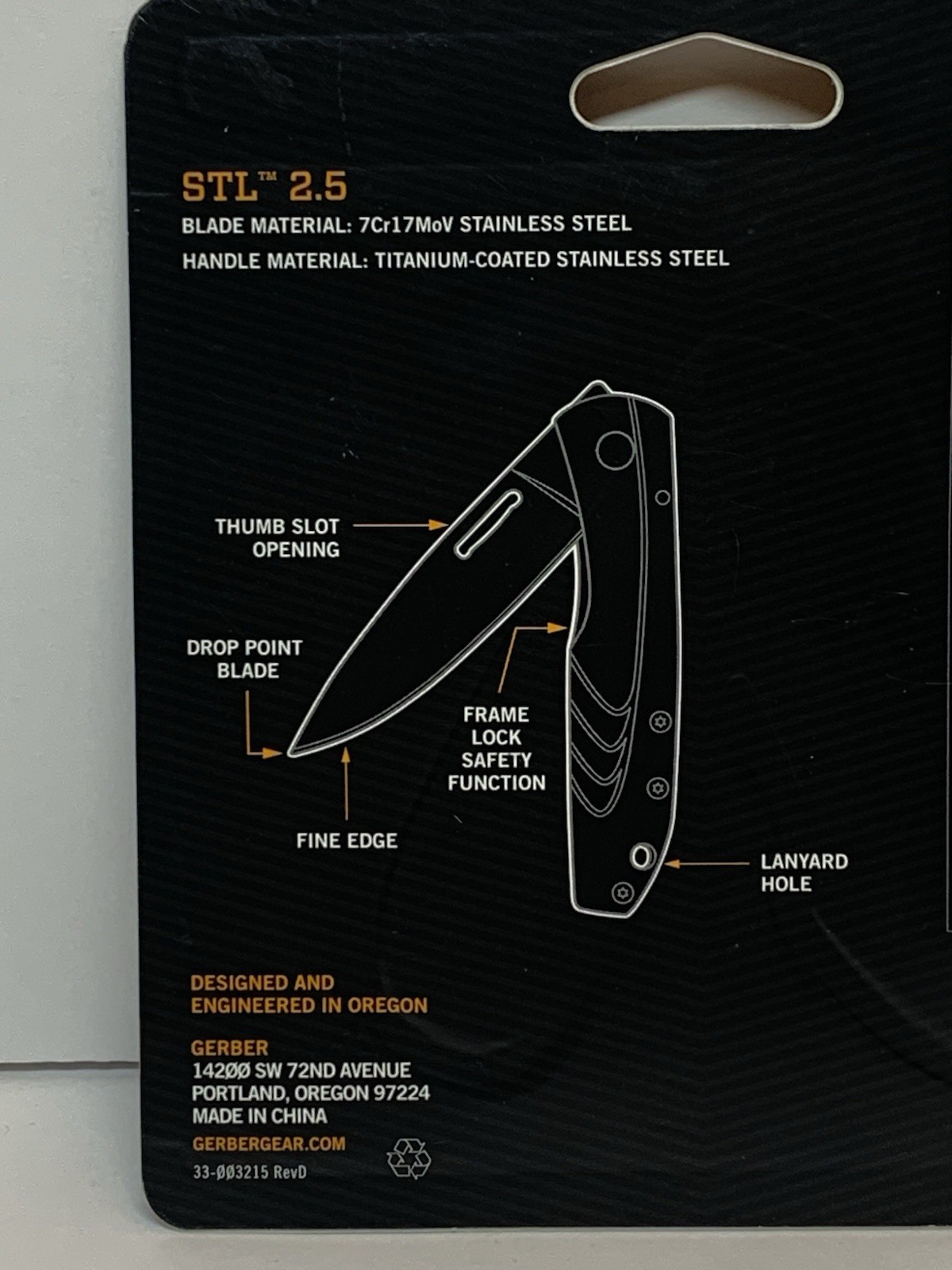 Gerber STL 2.5 Drop Point Fine Edge Knife 31000716 ~ NEW