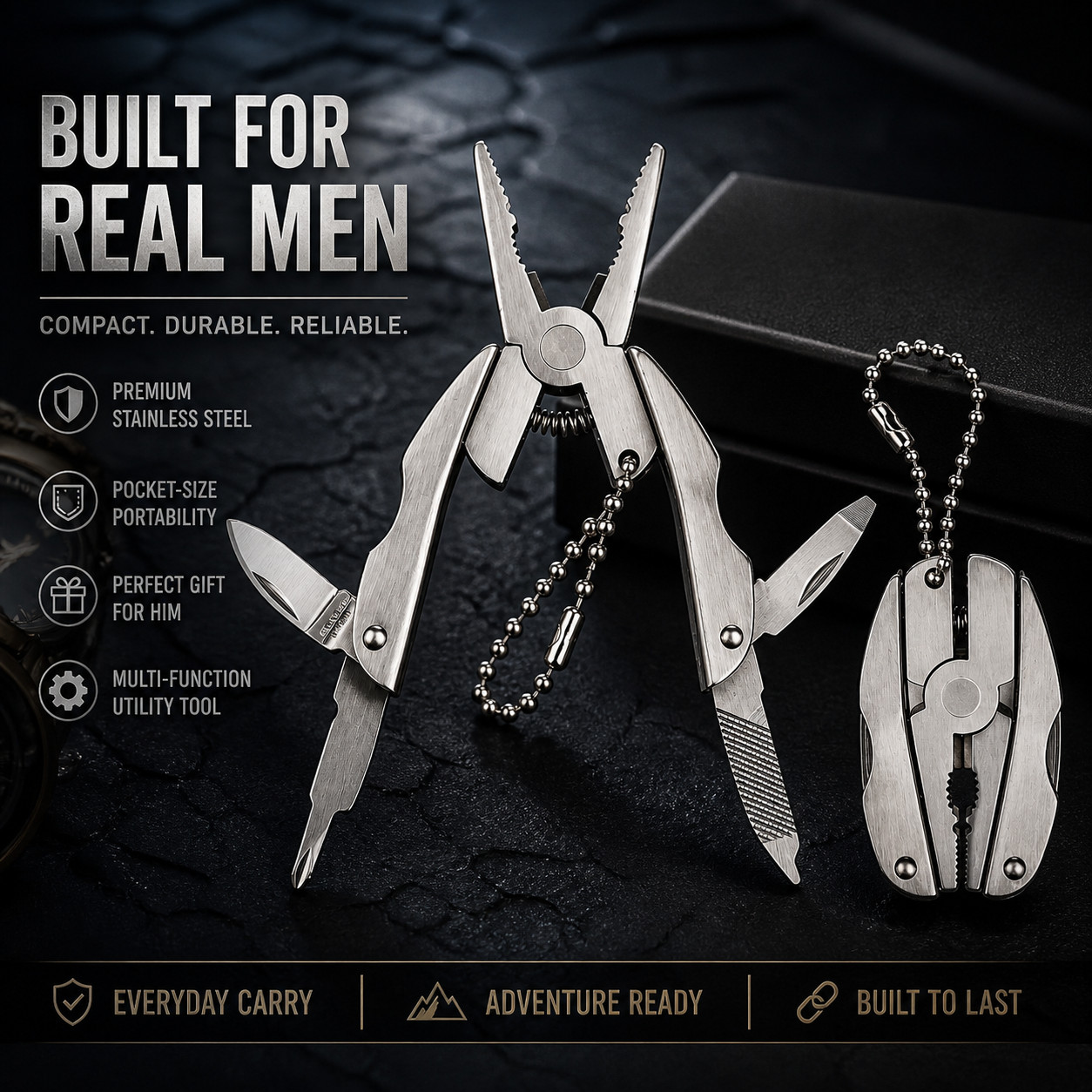 Portable Stainless Steel Multi Tool Pliers Knife Keychain Screwdriver Outdoor