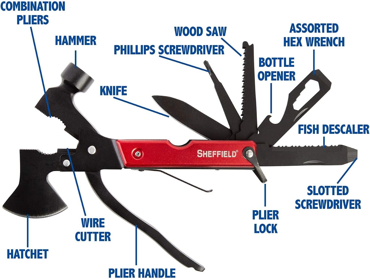14-in-1 Multitool Stocking Stuffers Camping Hatchet Comes W/ 1680D Polyester