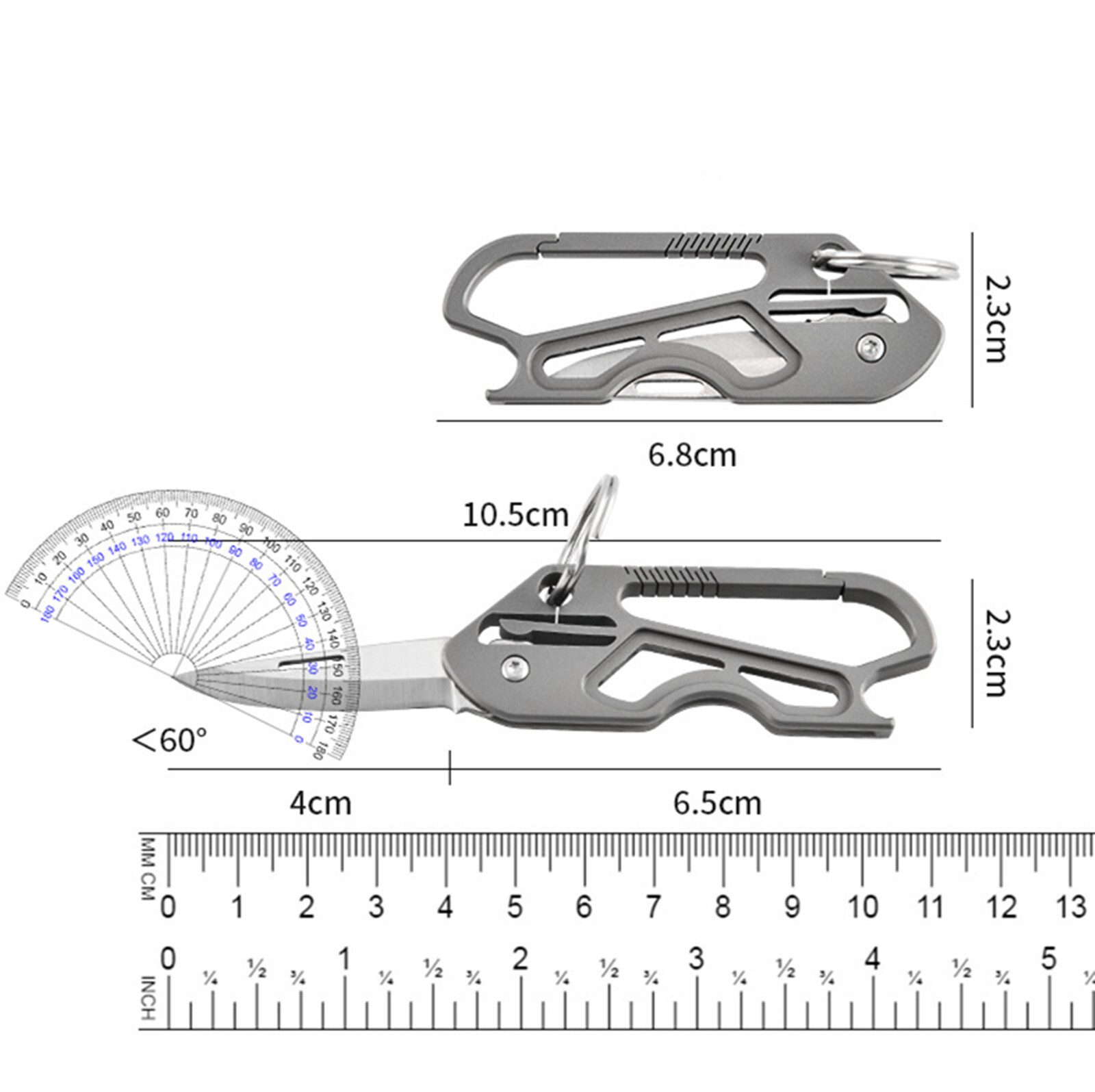 Titanium Pocket Folding Knife Carabiner Opener EDC Keychain Tool Outdoor Hunting