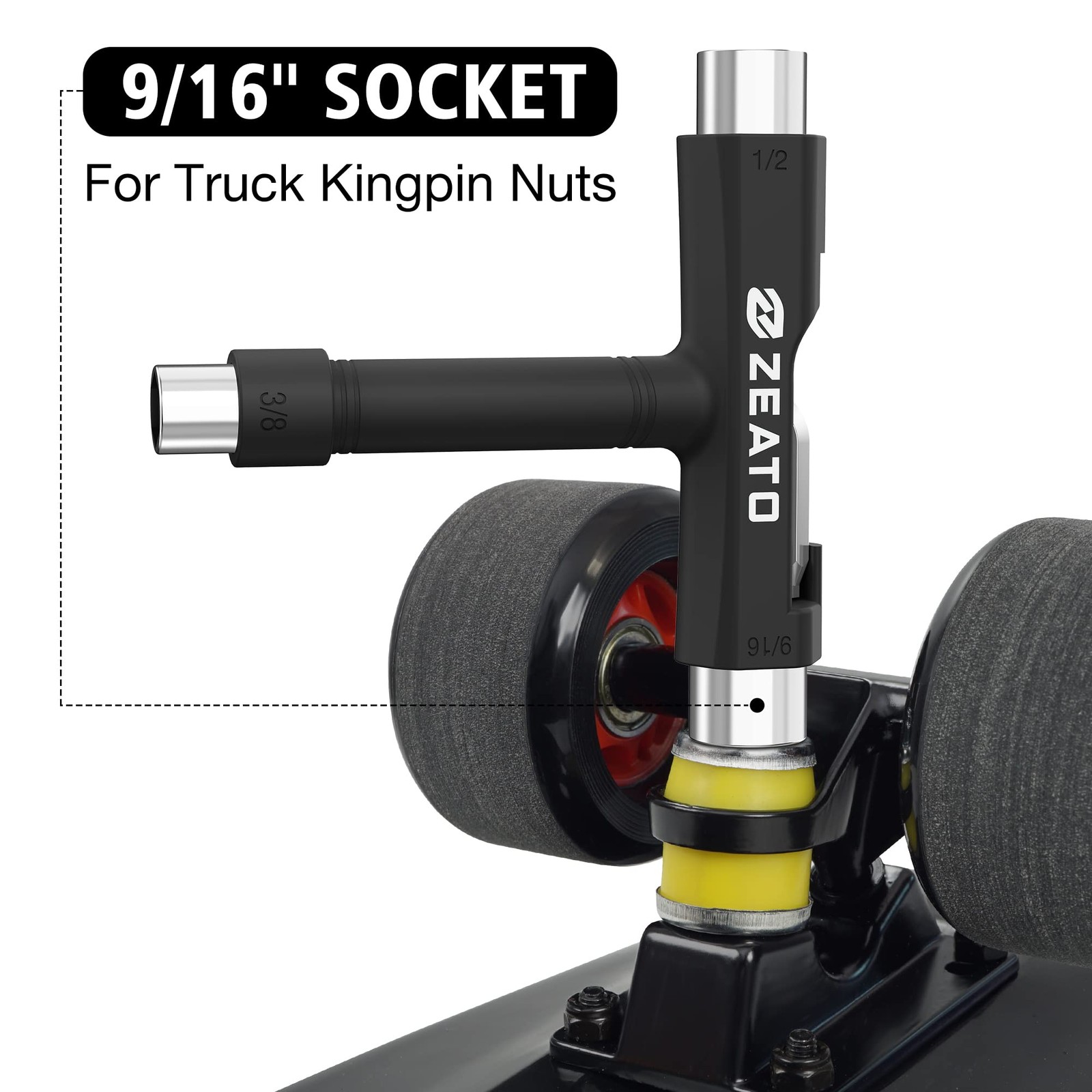 Compact Black Multi Tool Skateboard T Tool with Wrench and Sockets