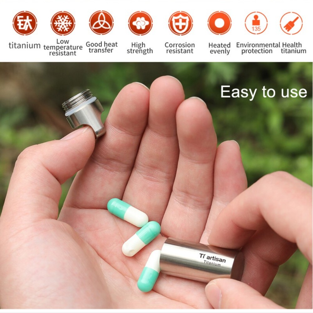 Tiartisan Outdoor Titanium Alloy Waterproof Pill Box Case Container Survival EDC