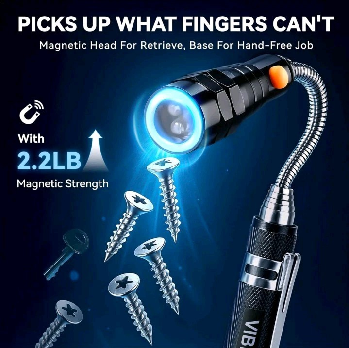 Extendable Magnetic Flashlight with Telescoping Magnet Pickup Tool- Coo