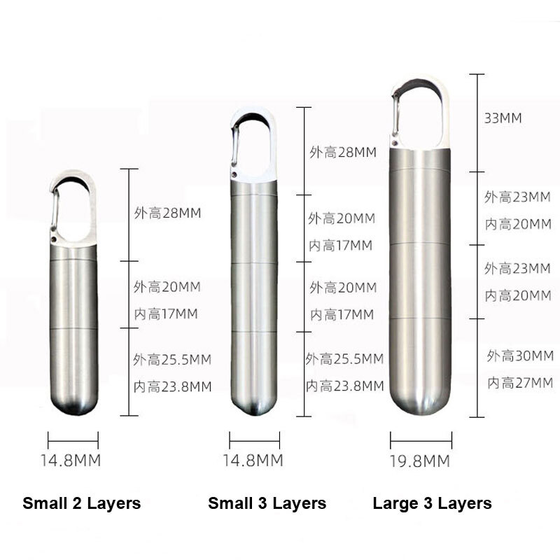 Outdoor Multilayer Waterproof Pill Case Key Chain Capsule Seal Container Box EDC
