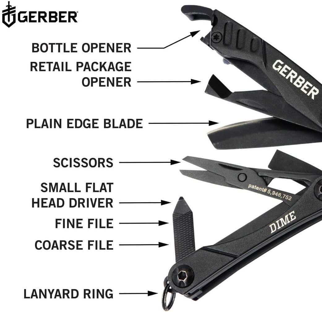Gear Dime 12-in-1 Mini EDC Multitool Needle Nose Pliers Pocket Knife Keychain