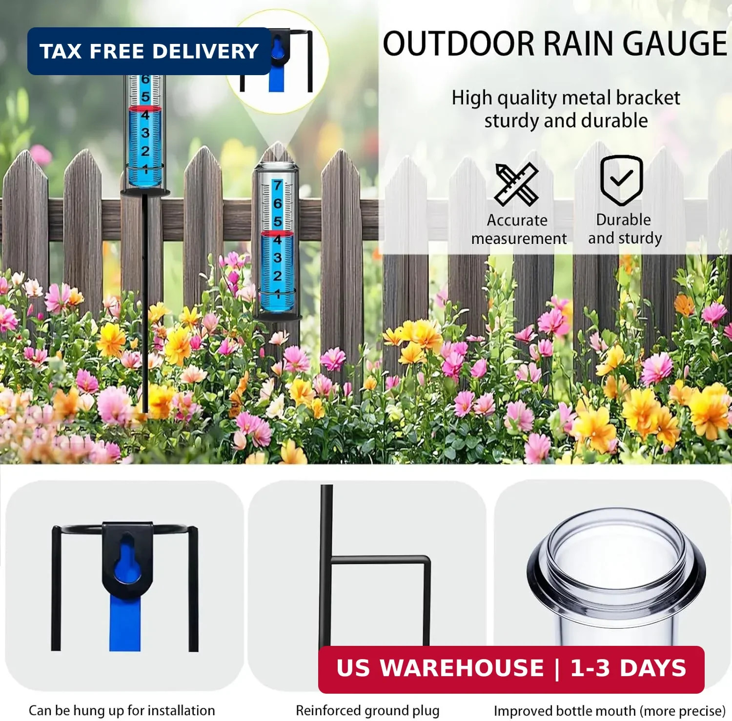 Rain Gauge Outdoor, Upgraded Rain Gauges Outdoors Best Rated,Accurate Rain Measu