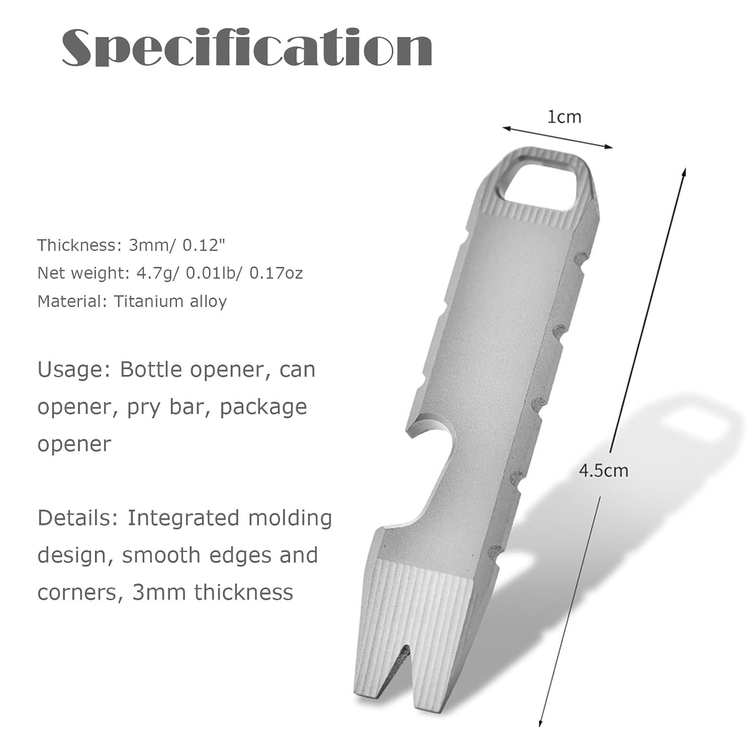 Hamans Mini Pry Bar Multi Tool Titanium Bottle Opener Keychain Screwdriver