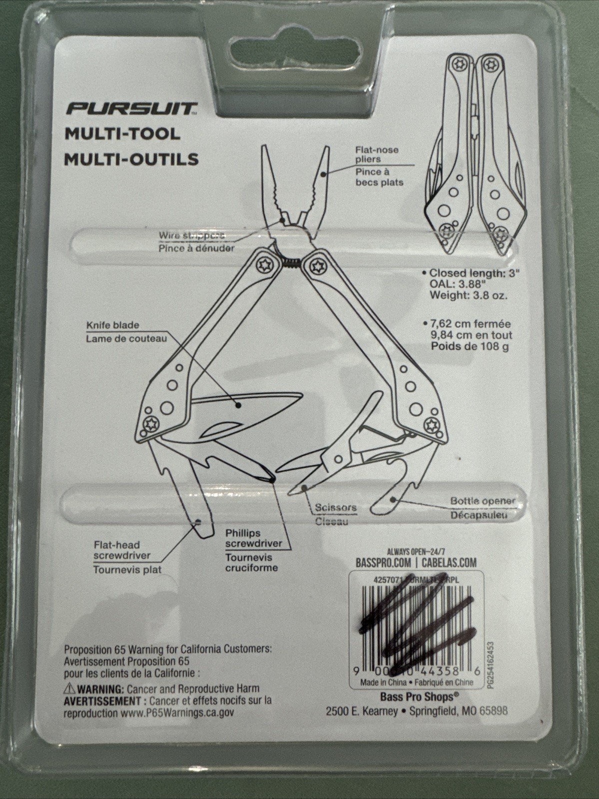 PURSUIT Multi-tool 7-in-1 Stainless Steel/ RED Color Combo Tool New Sealed
