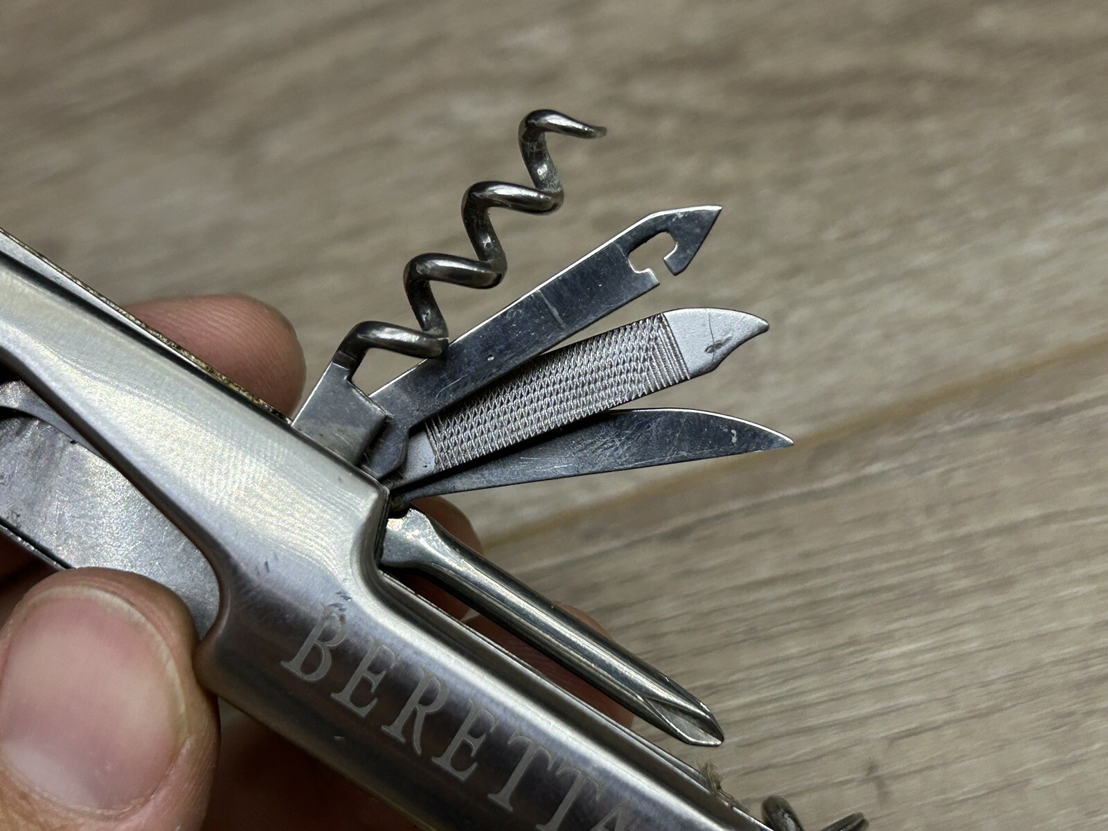 Vintage Beretta Silver Tone 10-Tool Multi-Tool Pocket Knife