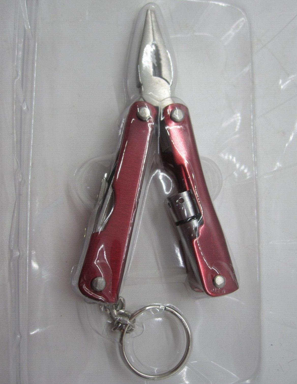 Totes Pocket Tool with Light Red Handle Pliers Wire Cutters Saw Screwdriver More