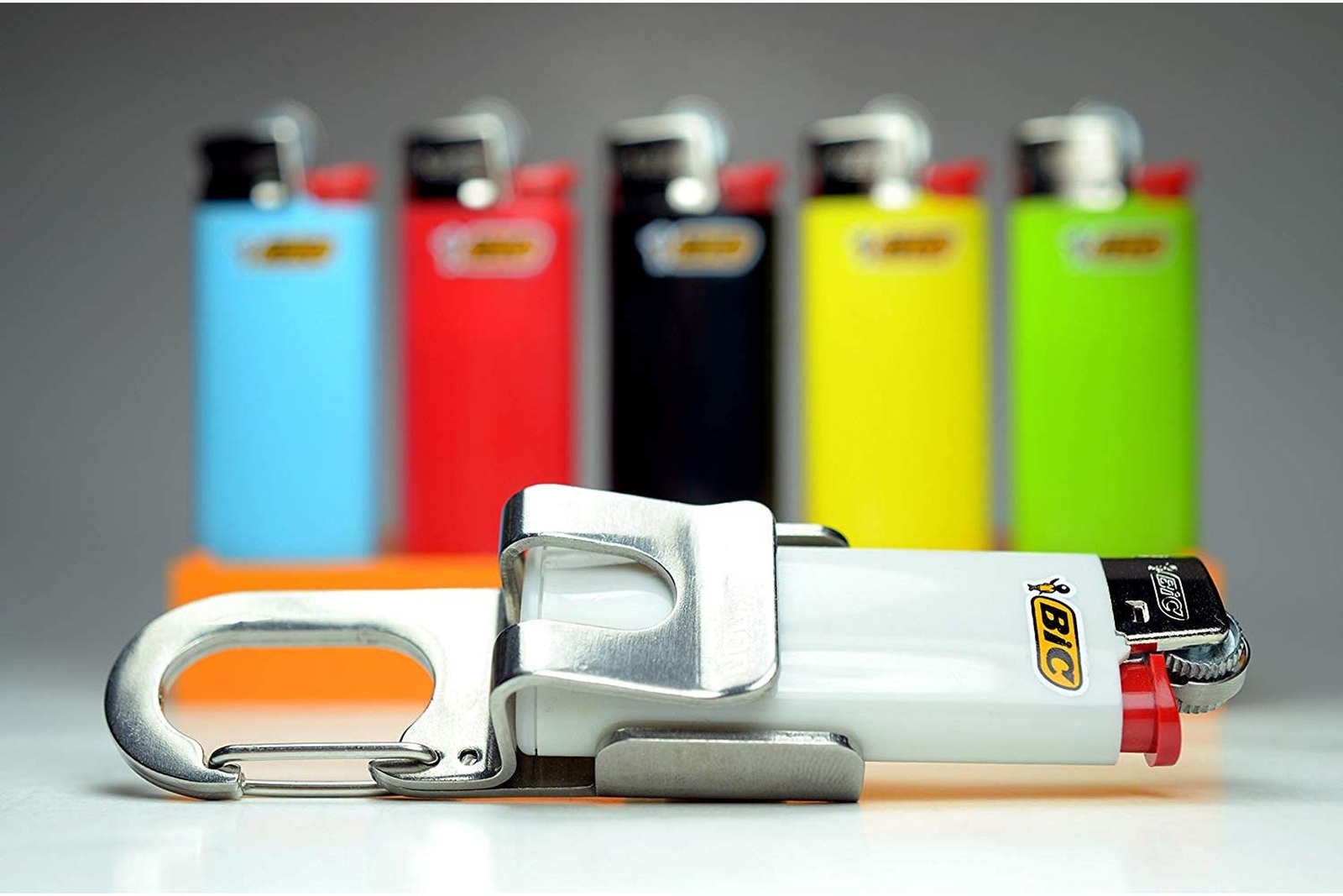 Bic Standard Full-Size Lighter Holder Keychain Multi Tool with Carabiner Clip…