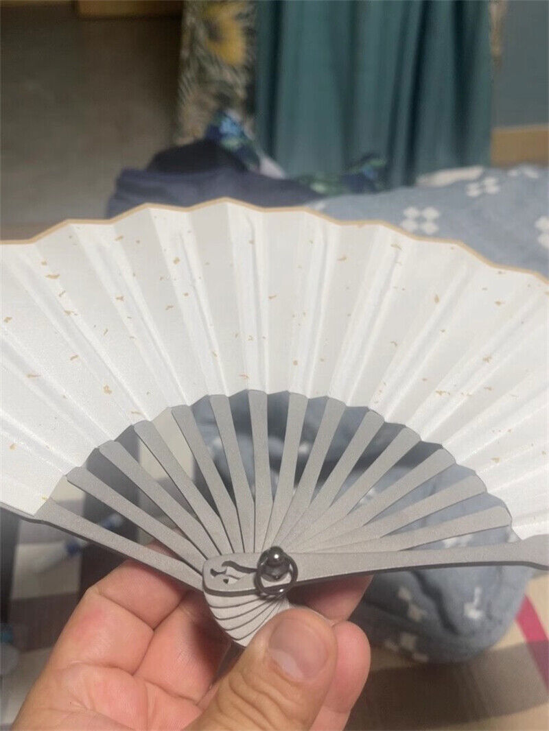 Titanium Alloy Folding Fan Martial Arts Portable Carving Kung Fu Tai Ji 6”