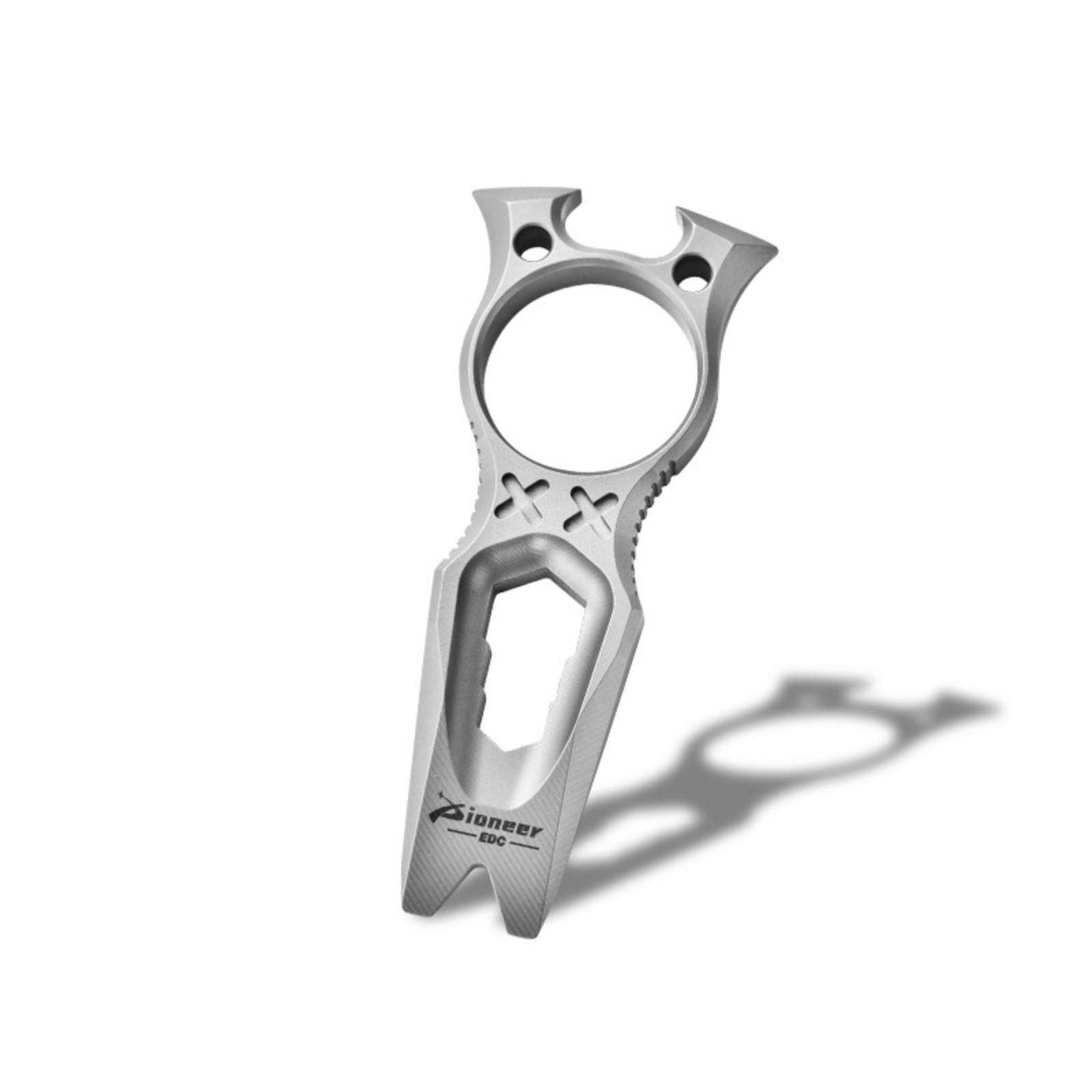 Titanium Alloy EDC Knuckle Pry Bar Multi-Tool Keychain Pendant Durable