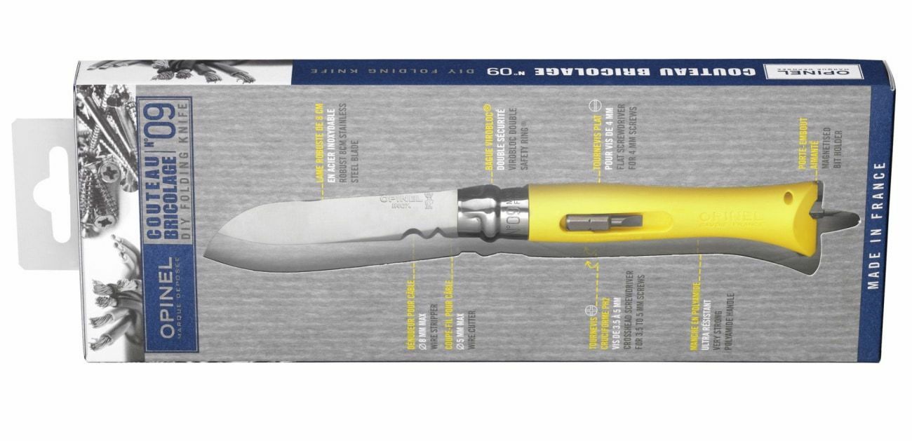 Opinel N°09 DIY Yellow Most elegant for electrician/housekeeping multi tool