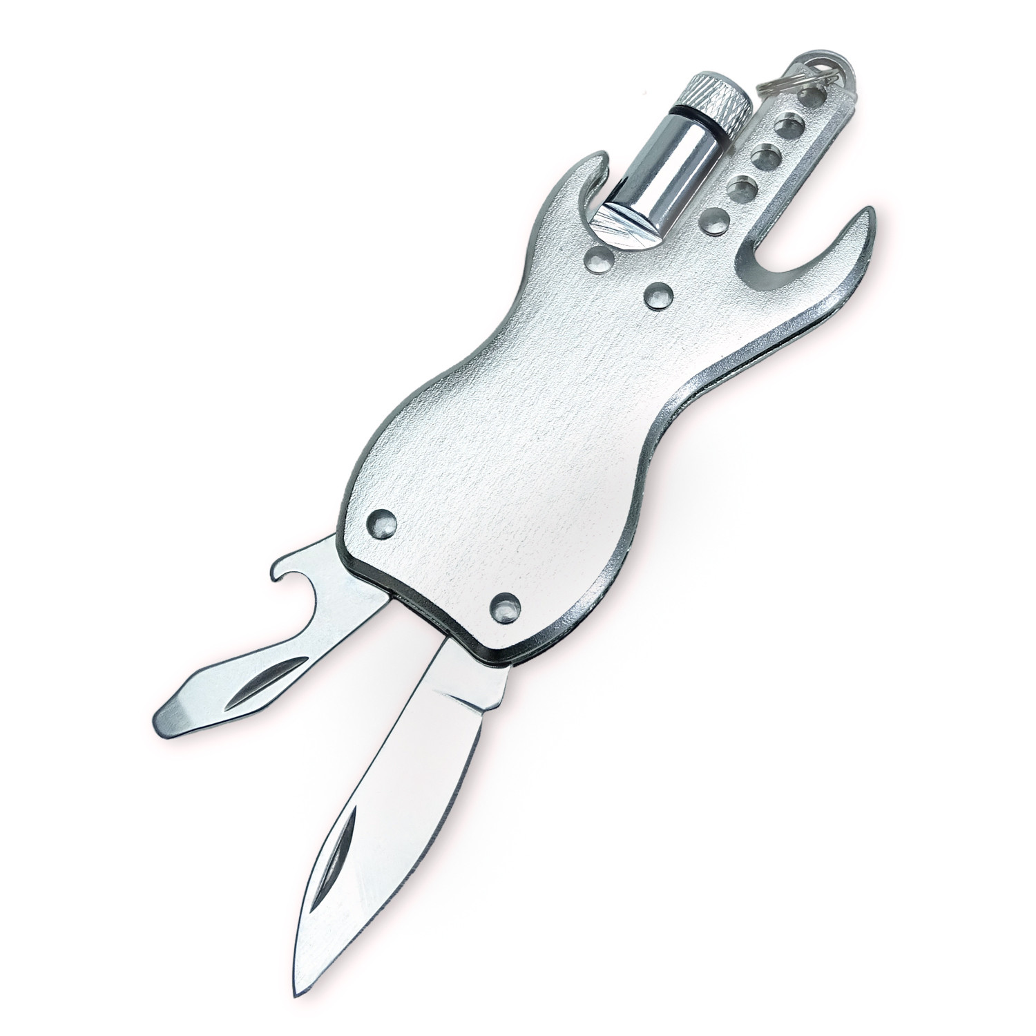 keepdrum KDMT-SV Multi Tool Keychain Guitar Silver Tone