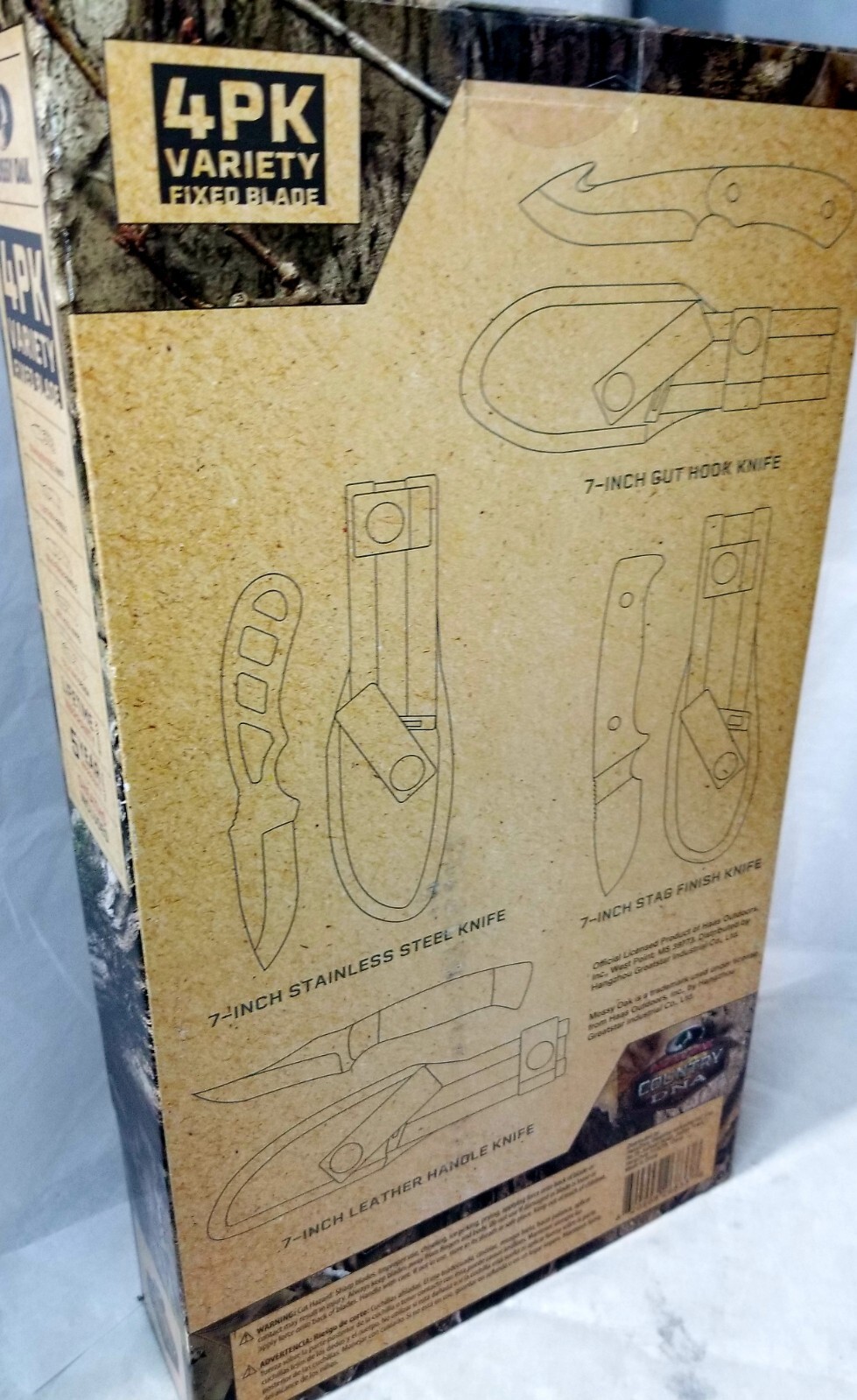 Mossy Oak Knife Gift Set 7″ Single-Edge Tactical Knives 4pk Variety Fixed Blade