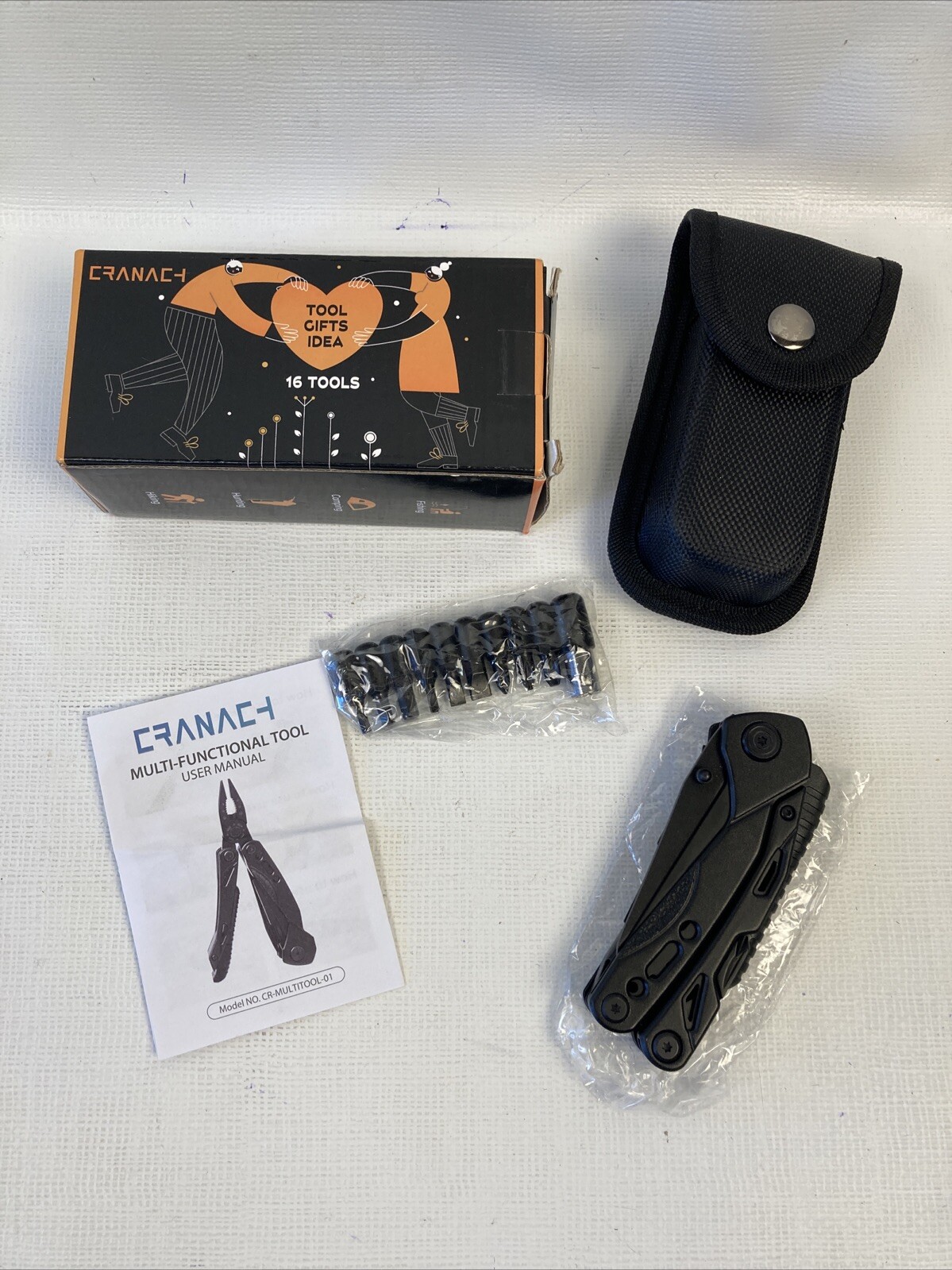 Multi Tool W/ Holster Nylon Belt Clip Pouch Black New NIB 16 Tools
