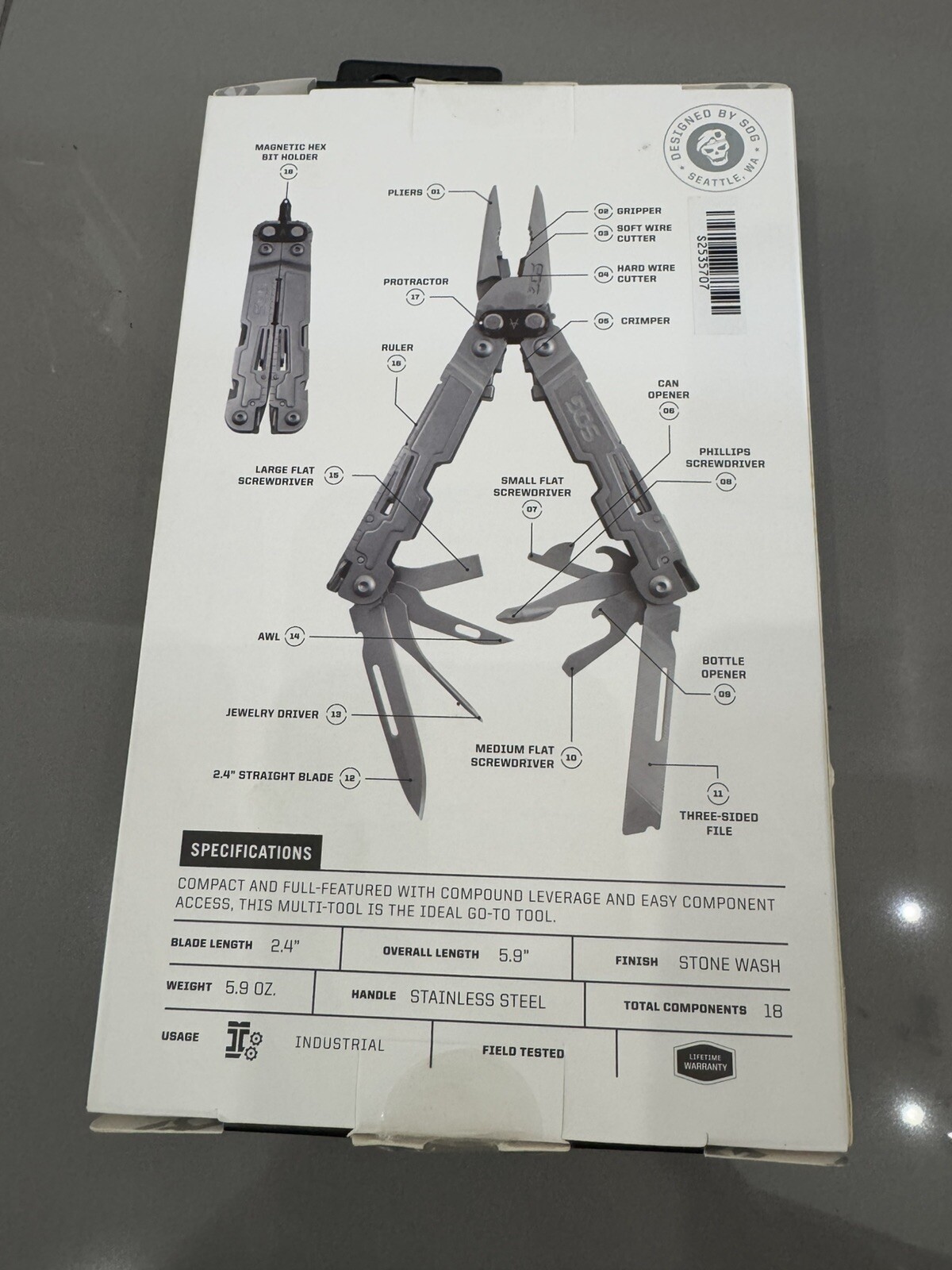 SOG PowerAccess Multi-Tool Pliers Ruler Screwdrivers Openers Wire Cutter Locking