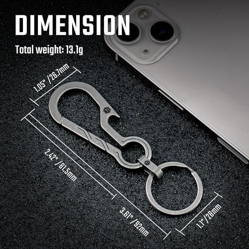 Titanium EDC Keychain Clip with Bottle Opener & Quick Release Carabiner Holder