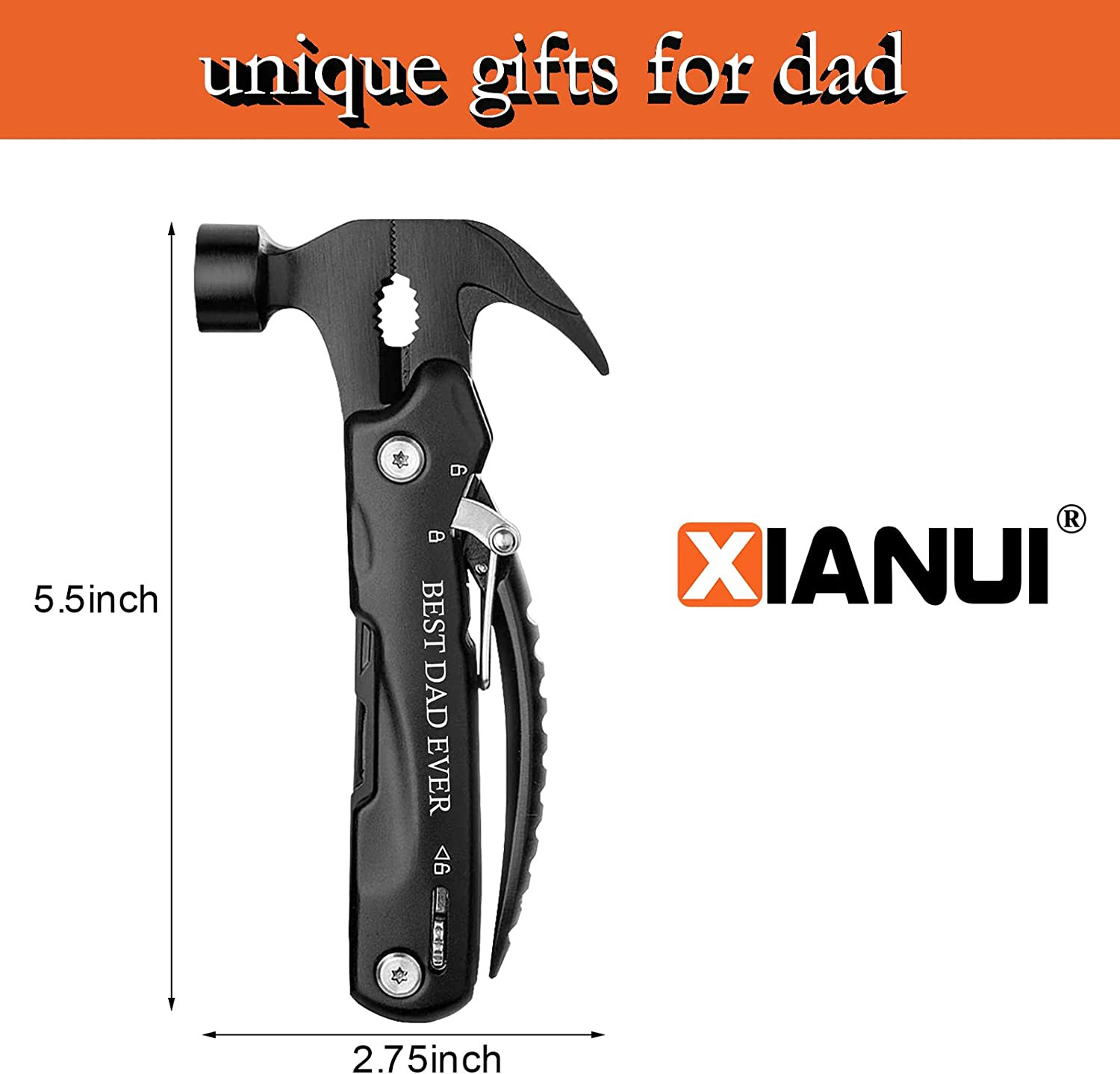 Gifts for Dad, 12 in 1 Multitool Hammer BEST DAD EVER, Dad Gifts from Daughter S