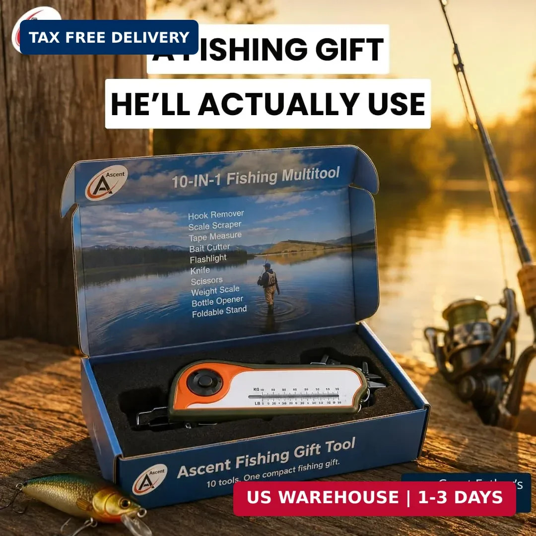 Fisherman Gift Tool Fishing Multitool – Hook Remover, Scale Scraper, Tape Measur