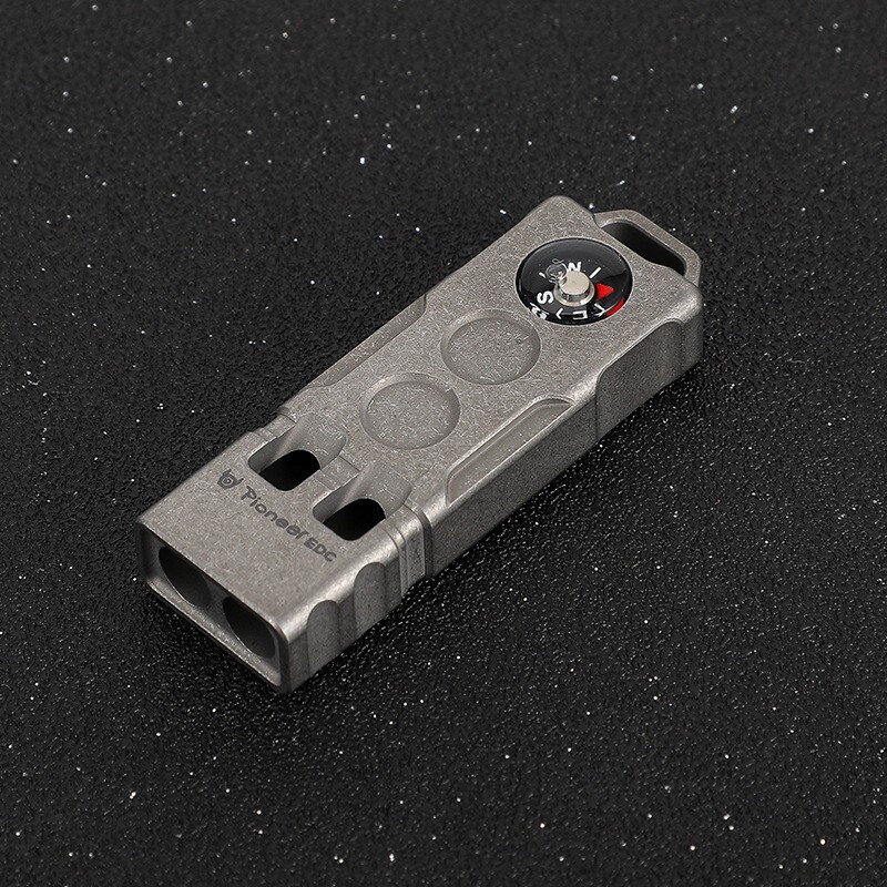 120DB Titanium Double Tube Whistle w/ Compass Outdoor Survival EDC SOS Tools