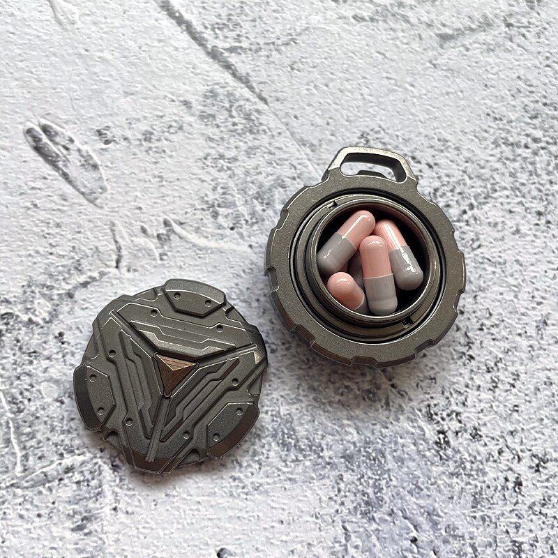 EDC Titanium Alloy Pendant Waterproof Case Portable Medicine Box Capsule Tools