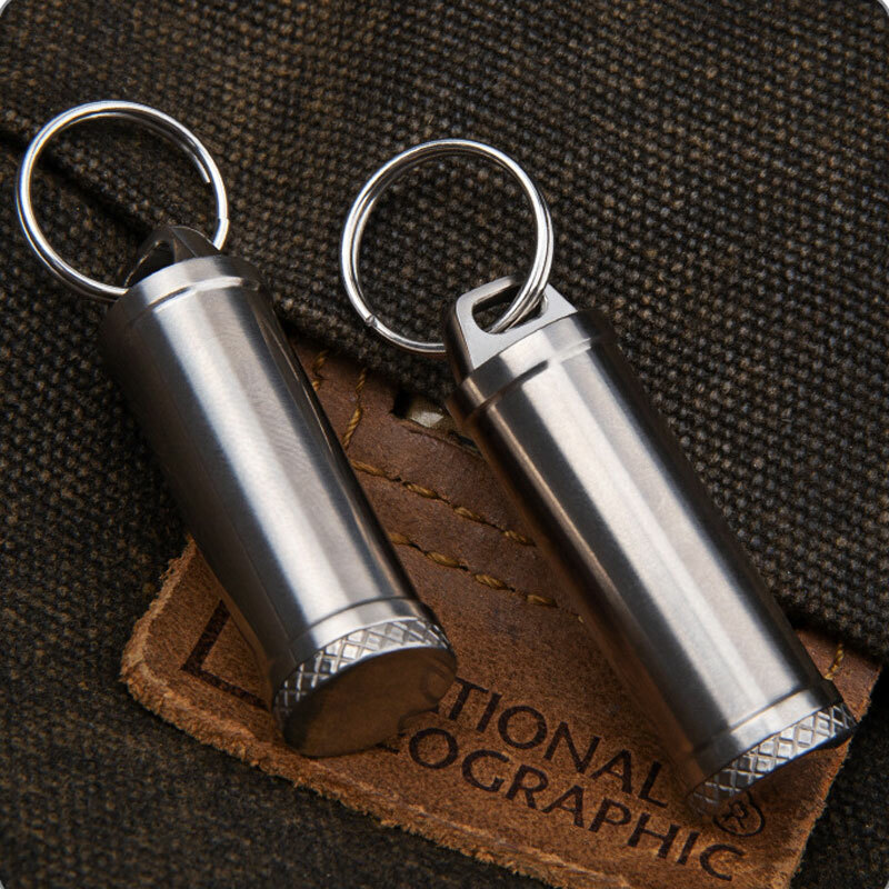 EDC Titanium Alloy Keychain Waterproof Box Sealed Container Outdoor Storage Tool