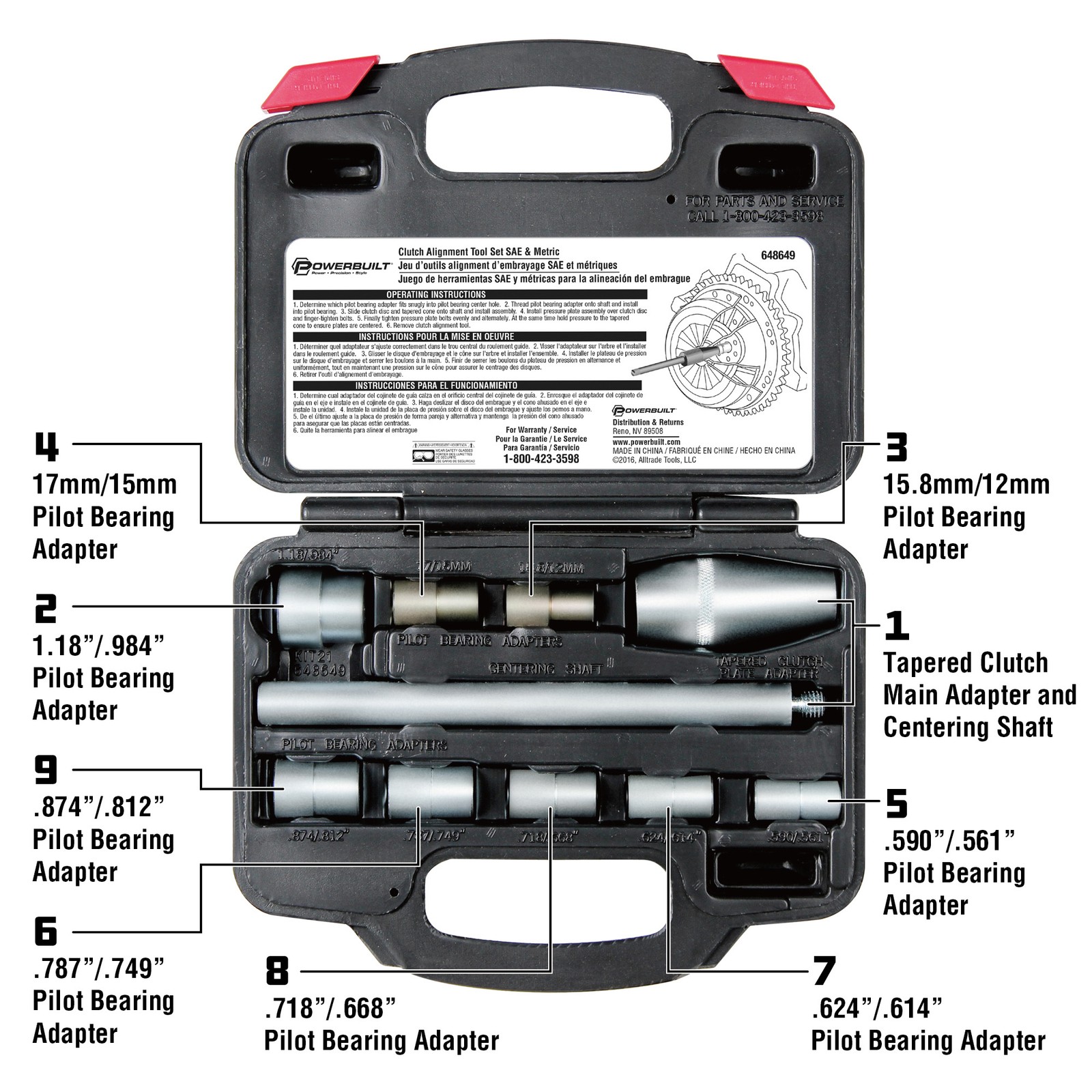 Powerbuilt SAE & Metric Clutch Alignment Tool Set – 648649